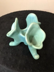 Vintage Portacandele Van Briggle ceramica turchese opaco tripla cornucopia Epergne - Foto 1 di 8