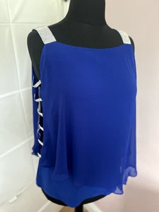 BNWT Stunning Detailed Coco Bianco Summer Evening Top Blue Size Large - Picture 1 of 8