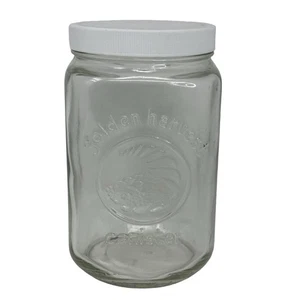 Golden Harvest glass canister with White plastic screw on lid 7.25” - Picture 1 of 3