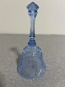 Vintage blaue Pressglas Glocke Einhorn Motiv geätzte Platten Sammlerstück Deko - Bild 1 von 10