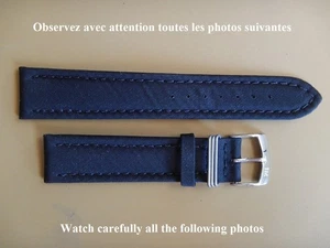 18 mm BRACELET COUSU NOIR TEXTILE SYNTHÉTIQUE 16 MM A LA BOUCLE DOUBLÉ CUIR - Imagen 1 de 14