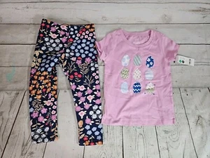 Carters Toddler Girls Size 3T Short Sleeve Pink Egg Easter Bunny Legging Set NEW - Picture 1 of 13