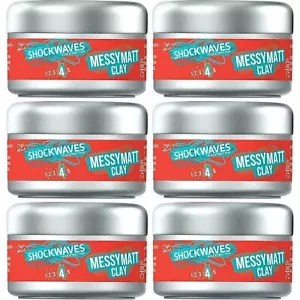 6 x WELLA Shockwaves Messy Matte Hair Styling Clay - Strong Hold & Soft Texture - Picture 1 of 6