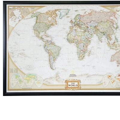 Wayfarer Executive World Push Pin Travel Map - Framed & Ready to Hang - Image 1 of 4