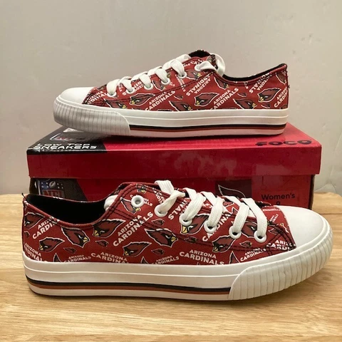 ARIZONA CARDINALS Red/White FOCO NFL "Low Top Sneakers" Shoes (Women's Size 9) Cover