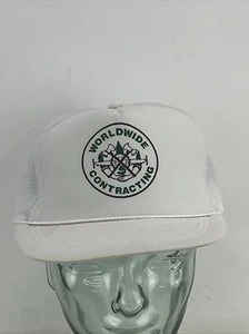 Vintage WORLDWIDE CONTRACTING White Cobra Caps SnapBack Made In USA Hat Cap - Picture 1 of 10