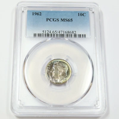 1962 P PCGS MS65 - RAINBOW TONED Silver Roosevelt Dime - 10c US Coin #45783A - Image 1 of 4