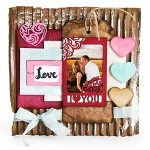 Precioso marco de fotos Sizzix Framelits #662178 venta al por menor $17,99 11 troqueles + 7 sellos WOW - Imagen 1 de 10