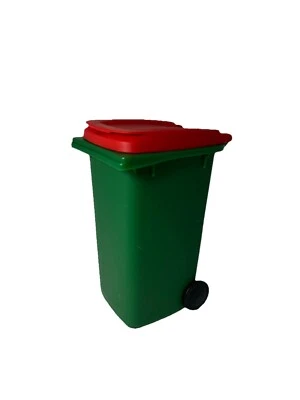 RED LID Mini Aussie Wheelie Bin Garbage Rubbish General Waste Green Toy Replica - image 1 of 4