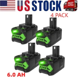 4 PACK 6.0Ah 18V Lithium Battery P108 For Ryobi P105 P106 P230 BPL1820 CAD-180L - Picture 1 of 5