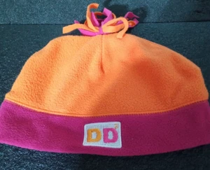 Dunkin Donuts Fleece Beanie Pink Orange One Size America Runs On Dunkin - Picture 1 of 3