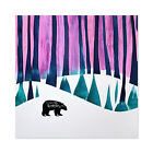 Black Bear Colourful Arctic Winter Forest Wall Art Canvas Print Picture 24X24