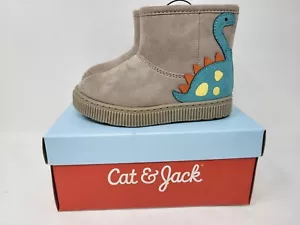 Toddler Girls' Vesper Dinosaur Zip Winter Shearling Boots Cat & Jack Size 7 - Picture 1 of 7