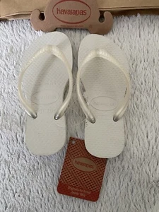 Havaianas Slim Pearl White Flip Flops Kids UK Size 7 Designer New with Tags - Picture 1 of 7