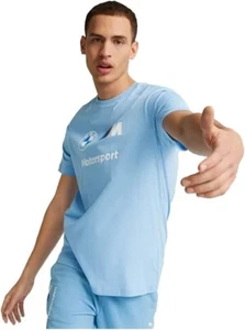 Puma Mens BMW MMS ESS Logo Tee - Day Dream Blue - Picture 1 of 4