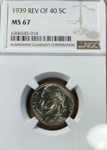 1939 REV OF 40 MS67 NGC Jefferson Nickel - Picture 1 of 6