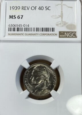 1939 REV OF 40 MS67 NGC Jefferson Nickel - Image 1 of 4