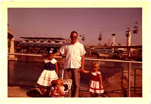 Family at Disneyland Near Submarine Voyage Station California 1960s Found Photo - Picture 1 of 2