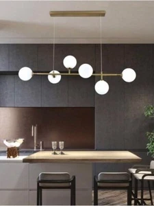 LAMPADARIO A SOSPENSIONE 6 SFERE SFERA ATTACCO G9 BRONZO MODERNO - Picture 1 of 9