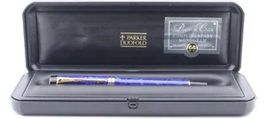 Parker Duofold Platinum Club Centennial Lapis Blue Marbled Fountain Pen F Nib - Picture 1 of 24