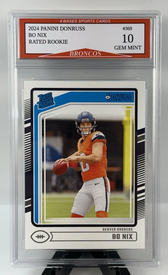 2024 Panini Donruss Bo Nix Denver Broncos Rated Rookie Card #369 Gem Mint 10! - Image 1 of 1