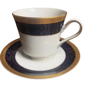 Ivory China Mikasa L2821 Imperial Blue Japan Cup & Saucer - Picture 1 of 10