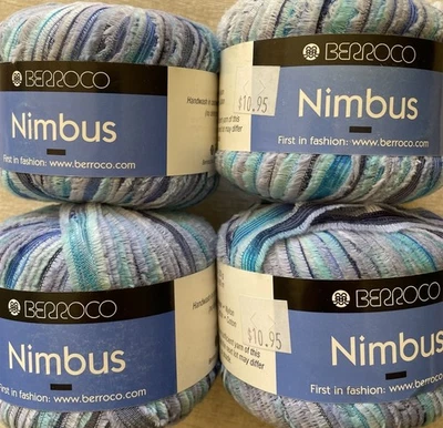 Lote de 4, Hilos BERROCO NIMBUS, col#8504, 50gm/60m, Azul y Lavanda, Multicolor Foto 1 de 3