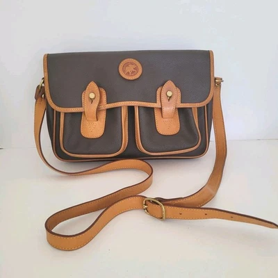 Bolso de Hombro HUNTING WORLD Marrón Oscuro Auténtico Hecho en Italia Cuero Dos Tonos  Foto 1 de 4