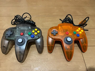 Nintendo 64 Controller Bros Clear Black  & Clear Orange Color - Image 1 of 4