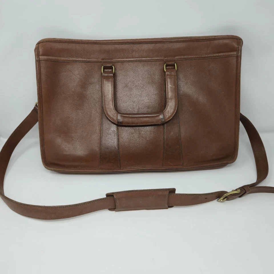 Coach Vintage No. B7C-5282 - Maletín de cuero marrón para portátil hecho en EE. UU. Foto 1 de 4