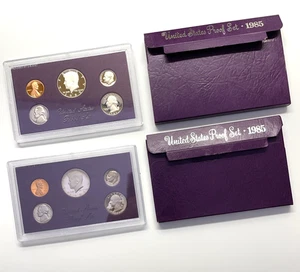 2 Complete Sets ** with BOXES Vintage United States Mint 1985 PROOF SET 5 Coins - Picture 1 of 7