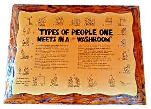DE COLECCIÓN DIVERTIDO ORINAL HUMOR BAÑO BAÑO BAÑO BAÑO SIGNO PLACA DE PARED 16" X 12" - Imagen 1 de 11