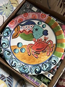 Vintage VICKI CARROLL CRAB DESIGN Keramik Servierplatte - Mississippi Pottery - Bild 1 von 2