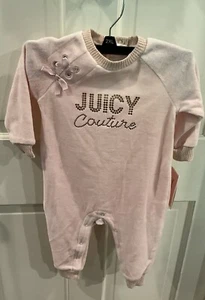 NWT Juicy Couture Girls Size 12 Months Pink Velour One Piece Sleepwear MSRP $45 - Picture 1 of 2