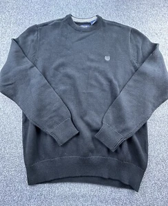 Chaps Sweater Mens Large Black Pullover Crew Neck Logo Cotton Long Sleeve - Picture 1 of 10