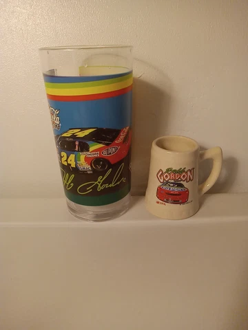 Jeff Gordon 1996 Coca Cola Drinking Glass And Hunter Mfg Shot Glass/Stein See Cover