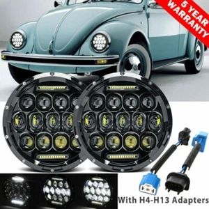 Pair 7" LED Headlights DRL Hi-Lo Projector Beam for Volkswagen Beetle 1967-1993 - Picture 1 of 12