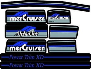 MERCRUISER THE MOST COMPLETE BLUE ALPHA ONE GEN ONE WITH / BLUE RAMS STICKER SET - Picture 1 of 1