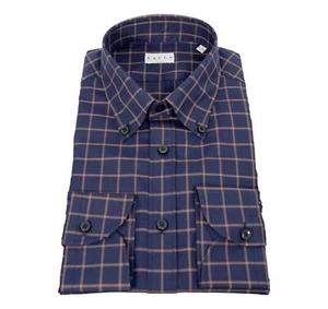 XACUS Camicia Uomo Modello Tailor In Cotone Botton Down 51354003 Quadro Blu - Picture 1 of 2