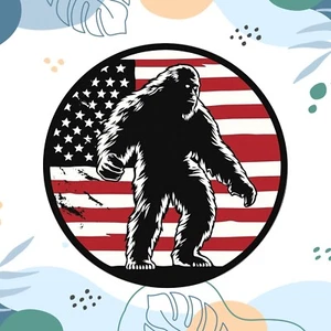 American Flag Sasquatch Yeti Bigfoot Decal Sticker for Car Truck Window Bumper - Imagen 1 de 12