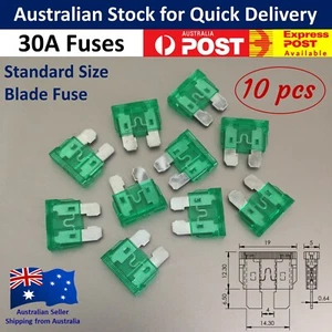 10pcs / 30 Amp Standard Blade Fuse - Green Car Truck Auto Fuses 30A - Picture 1 of 2