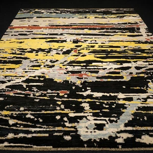 Designer Orient Teppich 295 x 256 cm Ziegler Streifen Gold Schwarz Handgeknüpft - Bild 1 von 12
