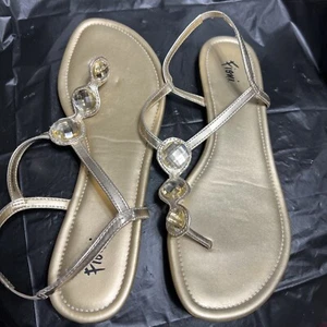 Fioni Sandals Gold Size 7 1/2 Stones. (SH11) - Picture 1 of 5