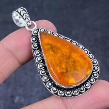 Baltic Amber Gemstone 925 Sterling Silver Gift Jewelry Pendant 2.48" C646