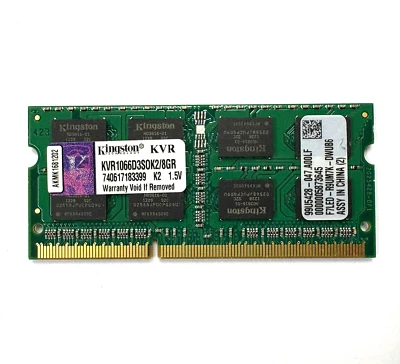 Kingston 4GB DDR3-1066 PC3-8500S SODIMM 1.5V Laptop Memory KVR1066D3S0K2/8GR - Image 1 of 2
