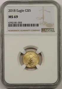 2018 Gold Eagle $5 NGC MS 69 (Tenth-Ounce) 1/10 oz Fine Gold - Picture 1 of 4