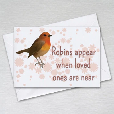 Robins Appear When Loved Ones Are Near Funeral Favours Table Keepsake Cards Pack - Image 1 of 2