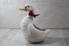 NoS-Vintage White Fine China Duck Planter 6''X5" Goose Easter Farmhouse