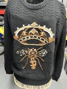 Dolce Gabbana Virgin Wool Embroidered Royal Bee Sweater Size Euro 46 - Picture 1 of 10