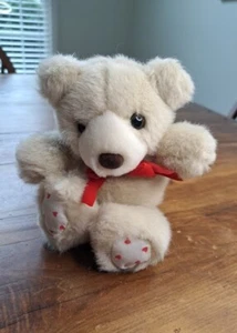 Vintage Mary Meyer Beige 5" Teddy Bear Plush Hearts On Paws - Picture 1 of 8